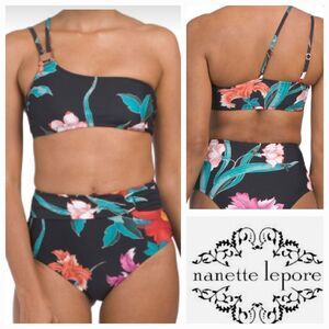 Nanette Lepore Azalea one shoulder 2 piece Sz 4 high waisted Bikini Swimsuit set
